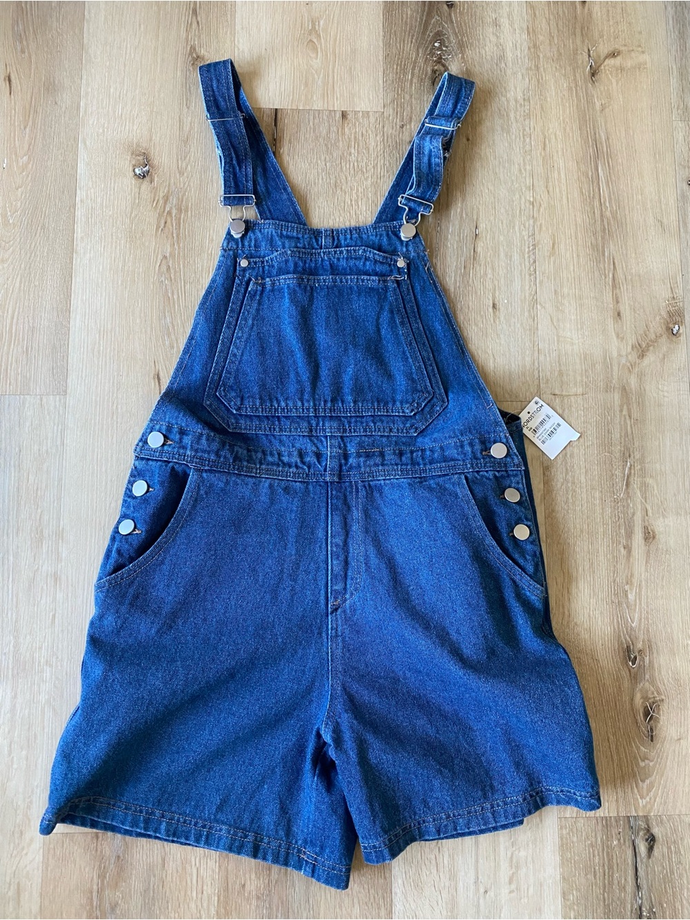 Nordstrom BP Carpenter Utility Blue Denim Pocket Overall Shortalls Sz XI NWT
